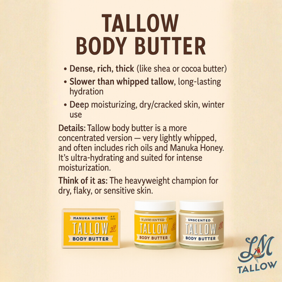 Unscented Tallow Skincare Collection – 4-Piece Gift Set
