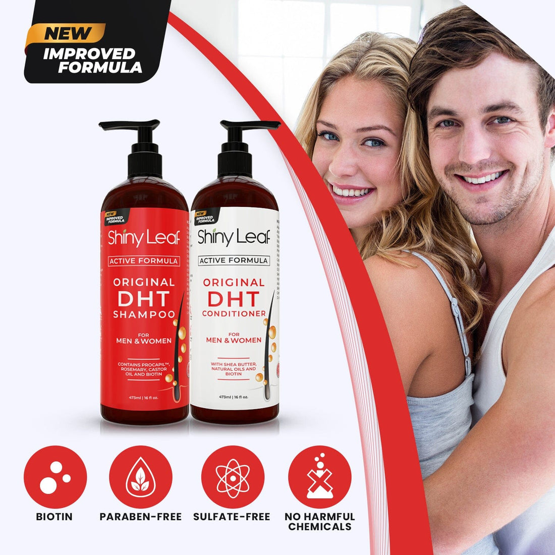 DHT Blocker Anti-Hair Loss Shampoo & Conditioner Set – Biotin (2 x 16oz)