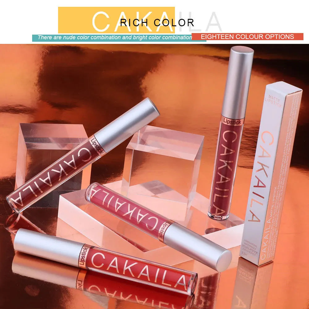 18-Color Matte Lipstick – Waterproof & Long-Lasting