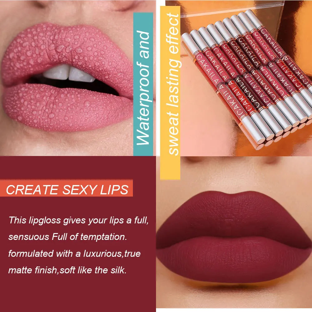 18-Color Matte Lipstick – Waterproof & Long-Lasting