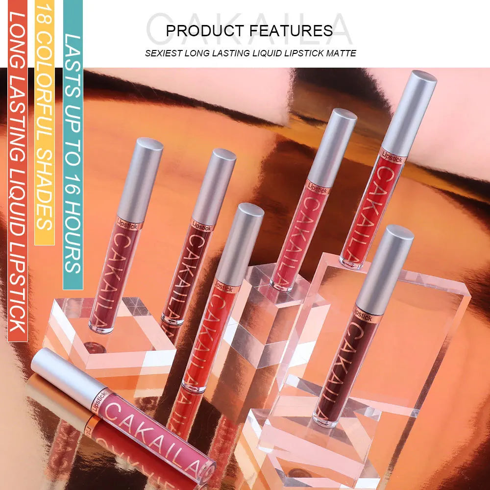 18-Color Matte Lipstick – Waterproof & Long-Lasting