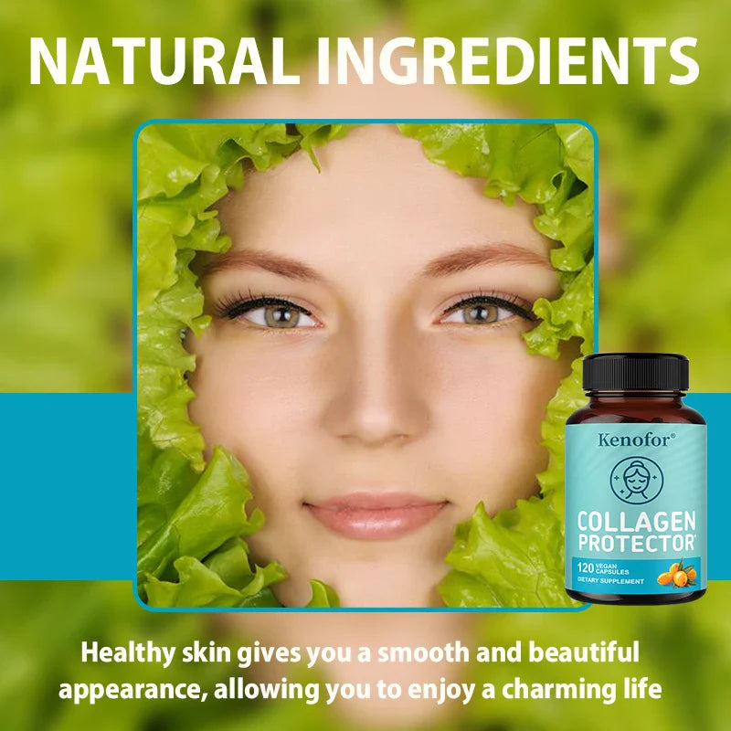 Collagen Capsules - Supports Healthy Cell Growth, for Skin Health, Antioxidant, Anti-aging, Reduce Wrinkles - Vegan Supplement