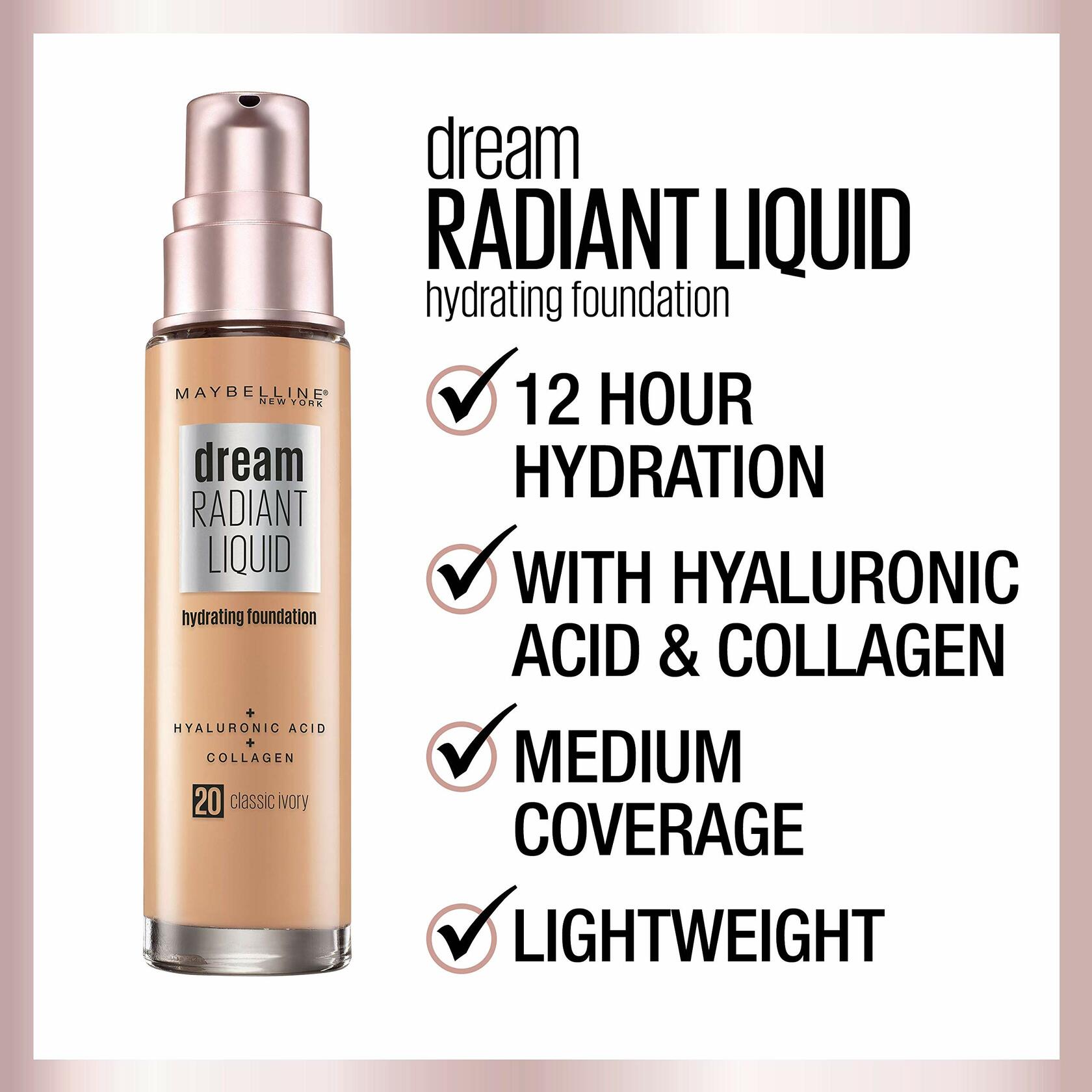 Dream Radiant Liquid Foundation – Medium Coverage, Hydrating (Java, 1oz)