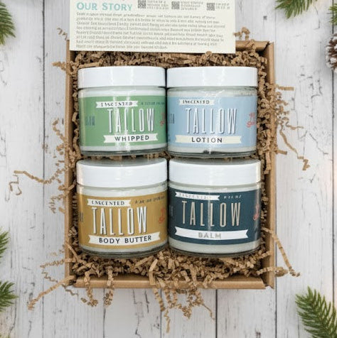 Unscented Tallow Skincare Collection – 4-Piece Gift Set